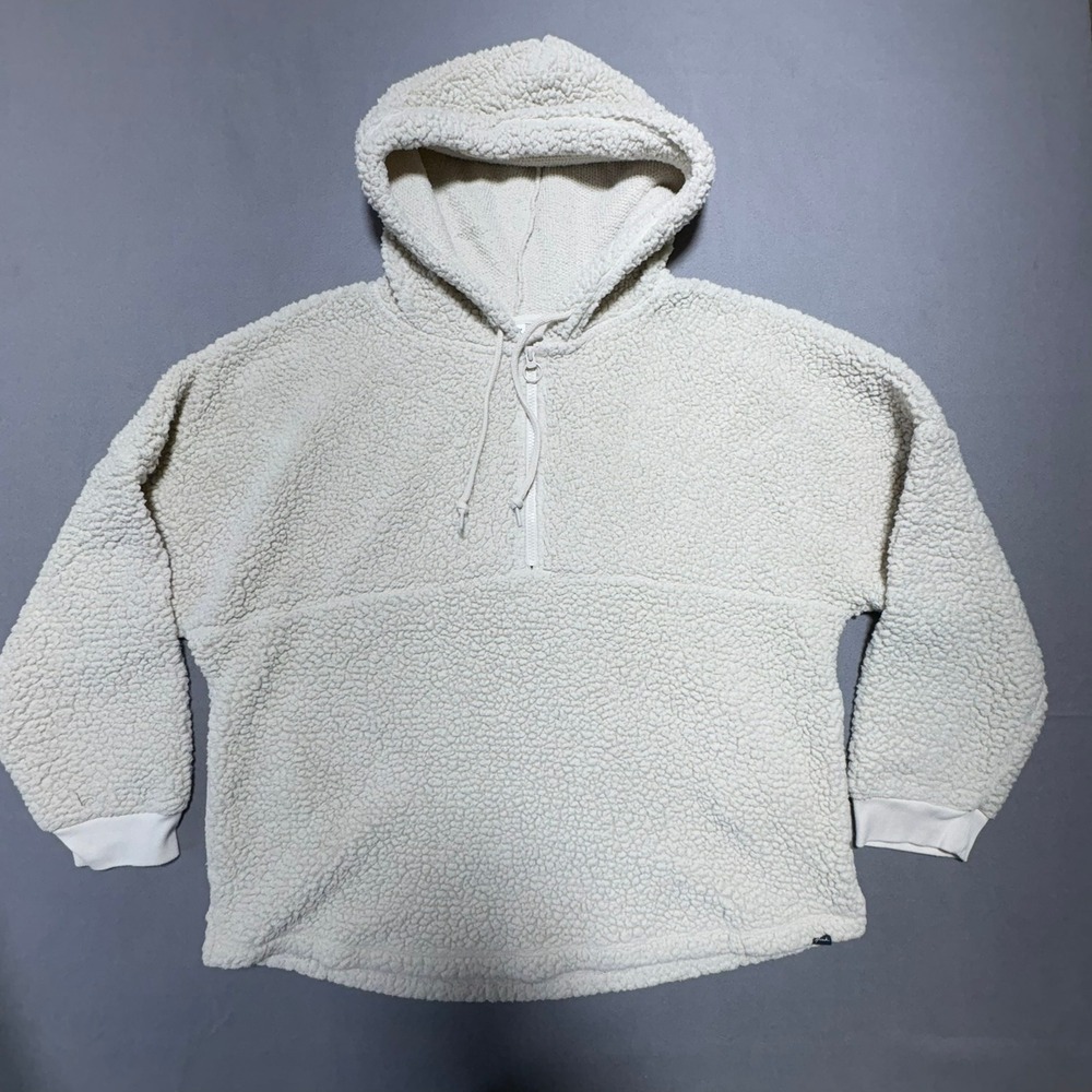 Pink Victoria's Secret Sherpa Fleece Quarter Zip Hoodie Cream XL Pullover